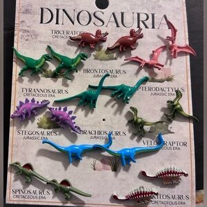 Assorted Women’s Colorful Dinosaur Earrings - Pink, Green, Blue, Purple